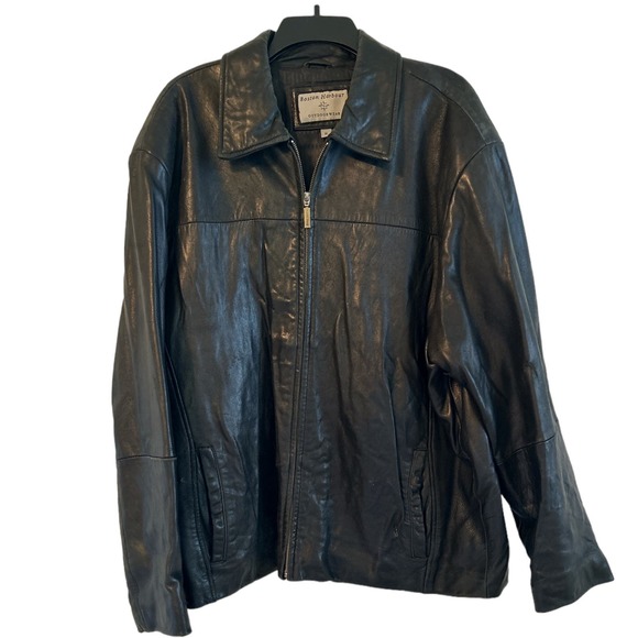 Boston Harbour Other - Boston Harbour Outdoorwear Mens Leather Coat Black Leather Vintage